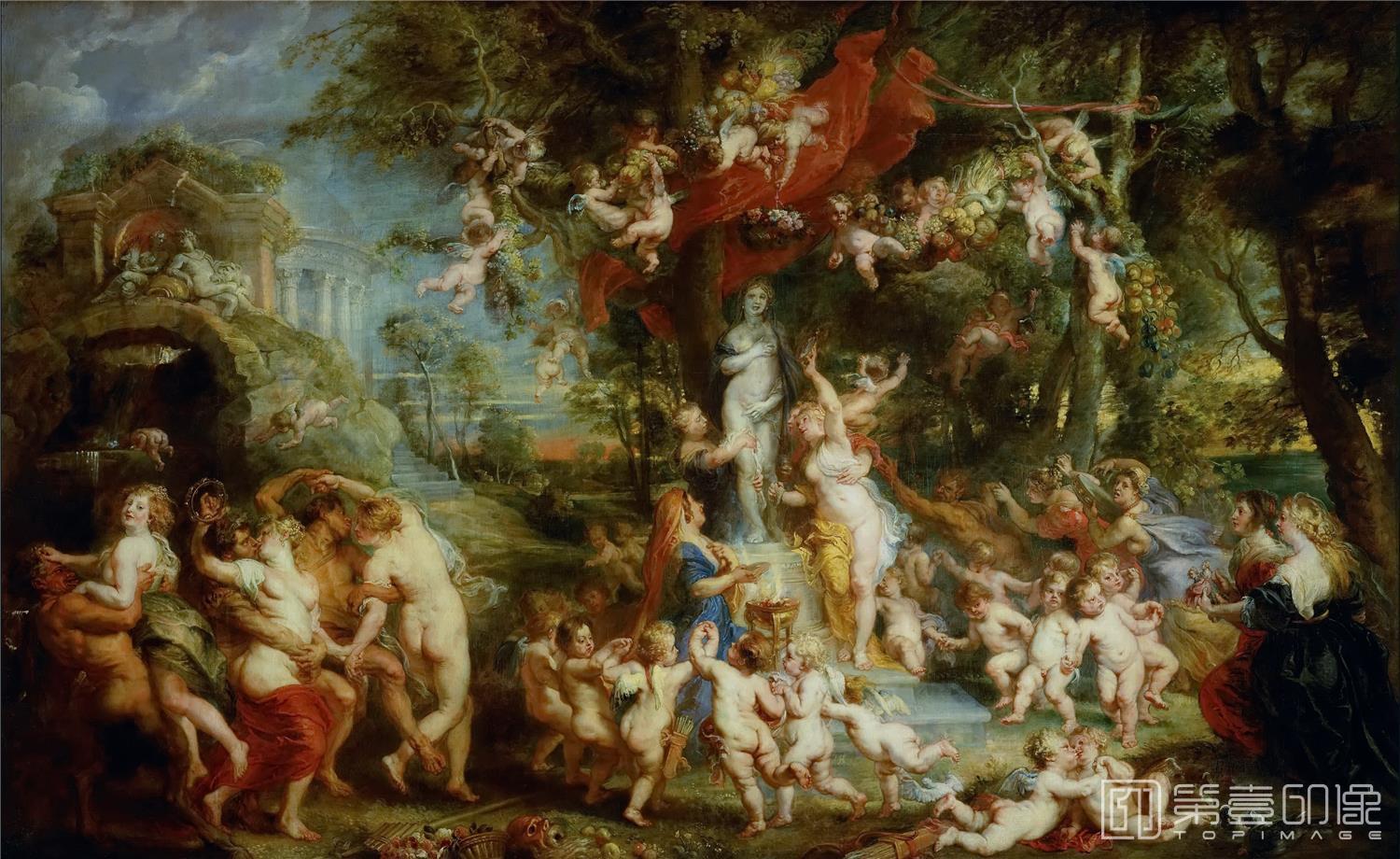 油画-奥地利维也纳艺术史博物馆-Peter Paul Rubens Feast of Venus-639